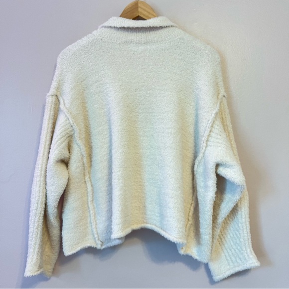 Entro Shift the Focus Button Front Cardigan Sweater Ivory Small Oversized Cozy - Picture 3 of 9